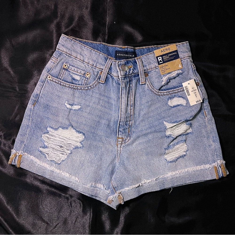 Curvy High Rise Denim Mom Shorts